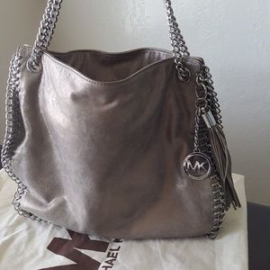 Michael Kors Silver Leather Bag